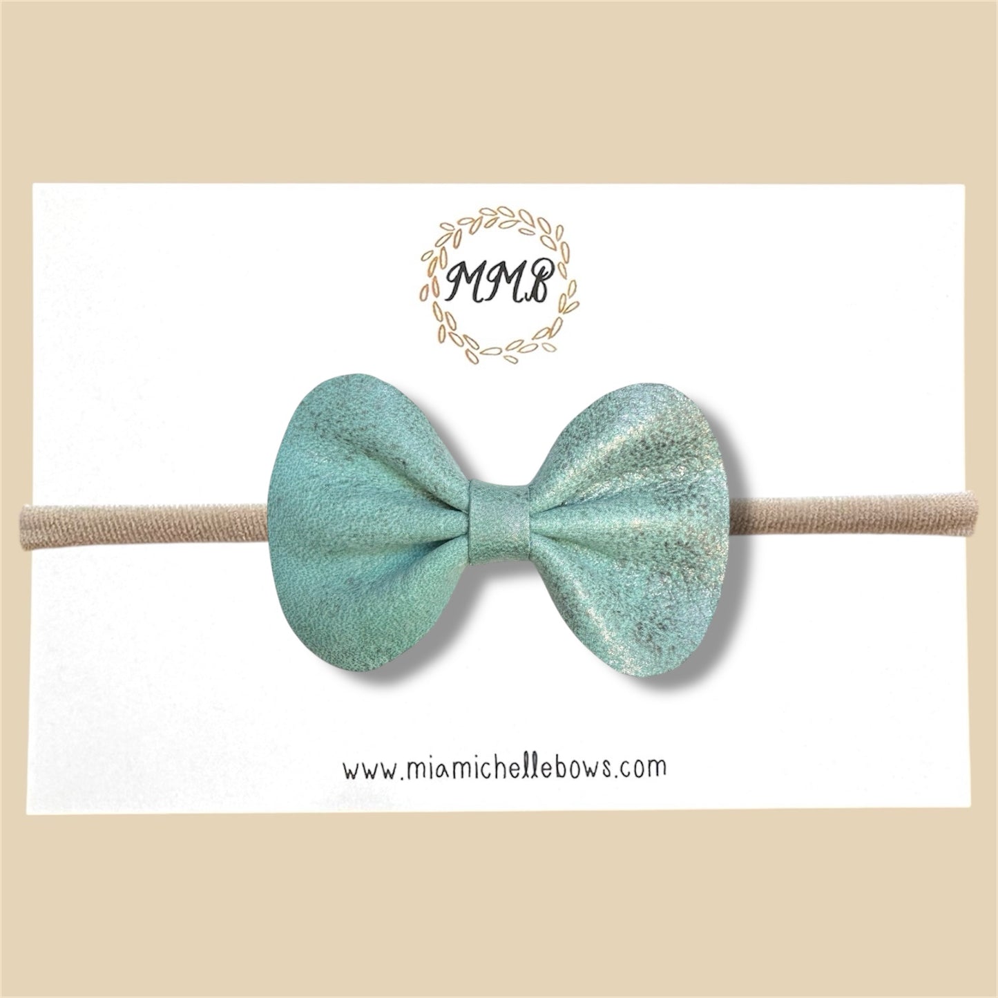 Vintage Green Genuine Leather Bow