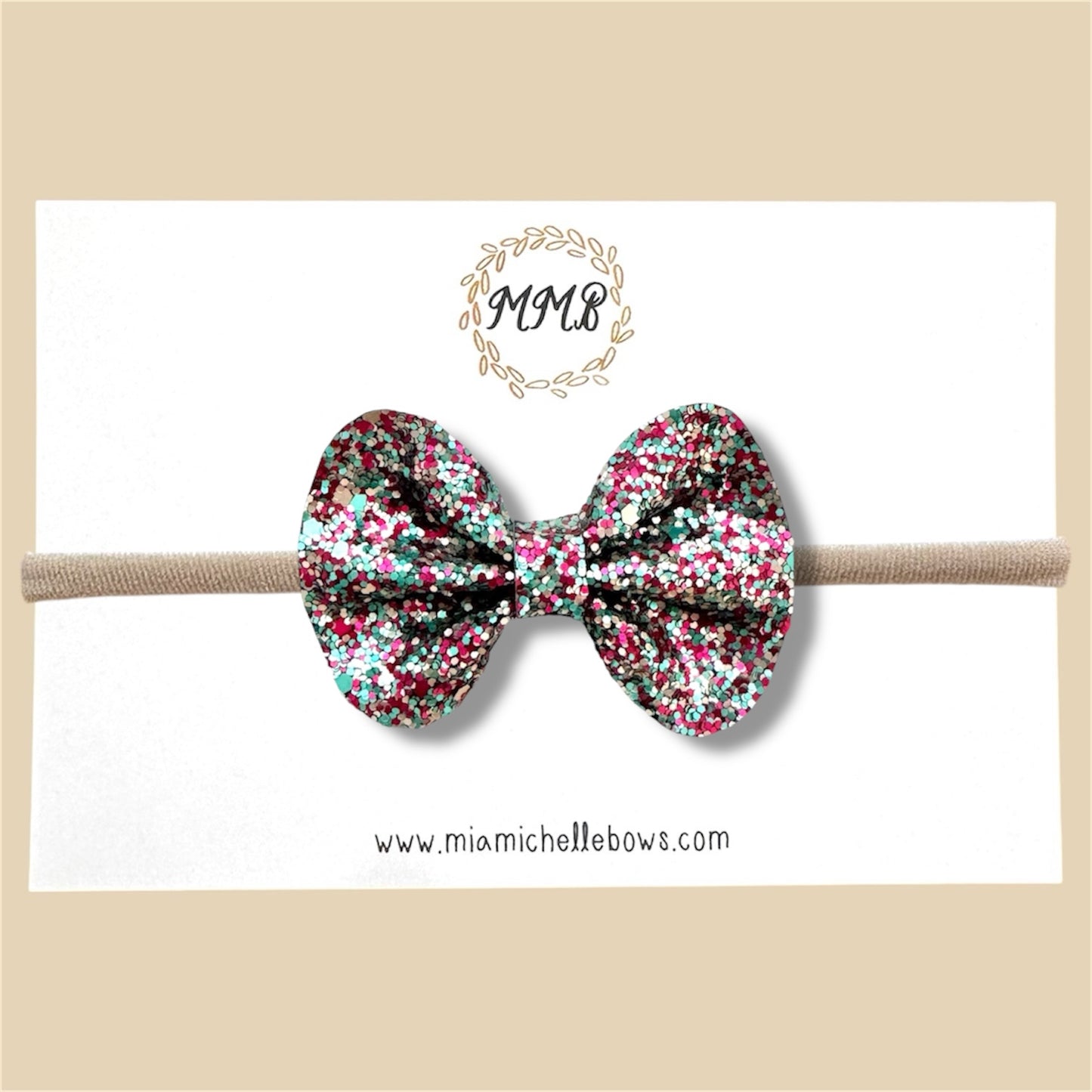 Magenta & Teal Glitter Bow