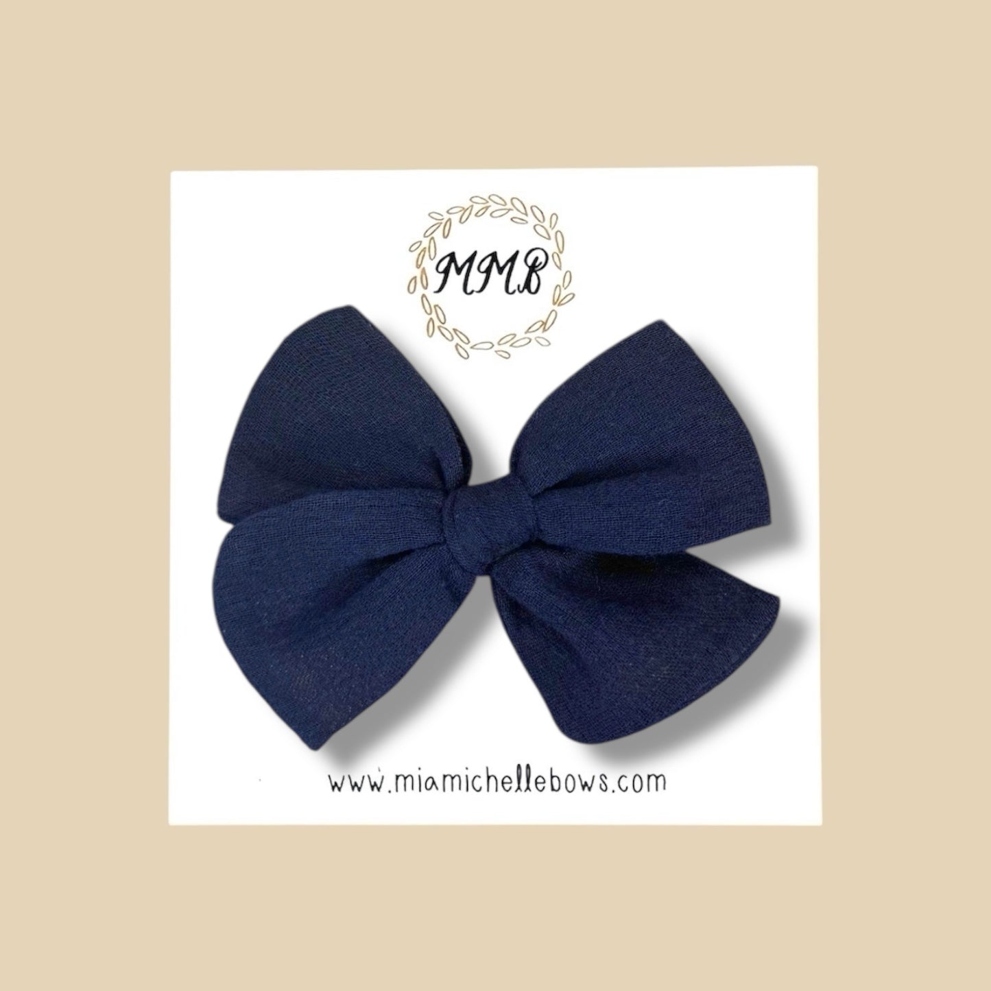 Hand-tied Gauze Bow in Navy Blue