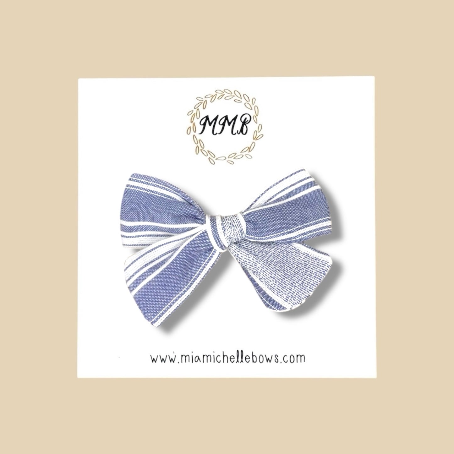 Hand-tied Blue Vintage Stripe Bow