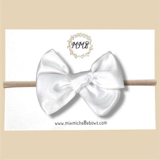 Hand-tied White Satin Bow