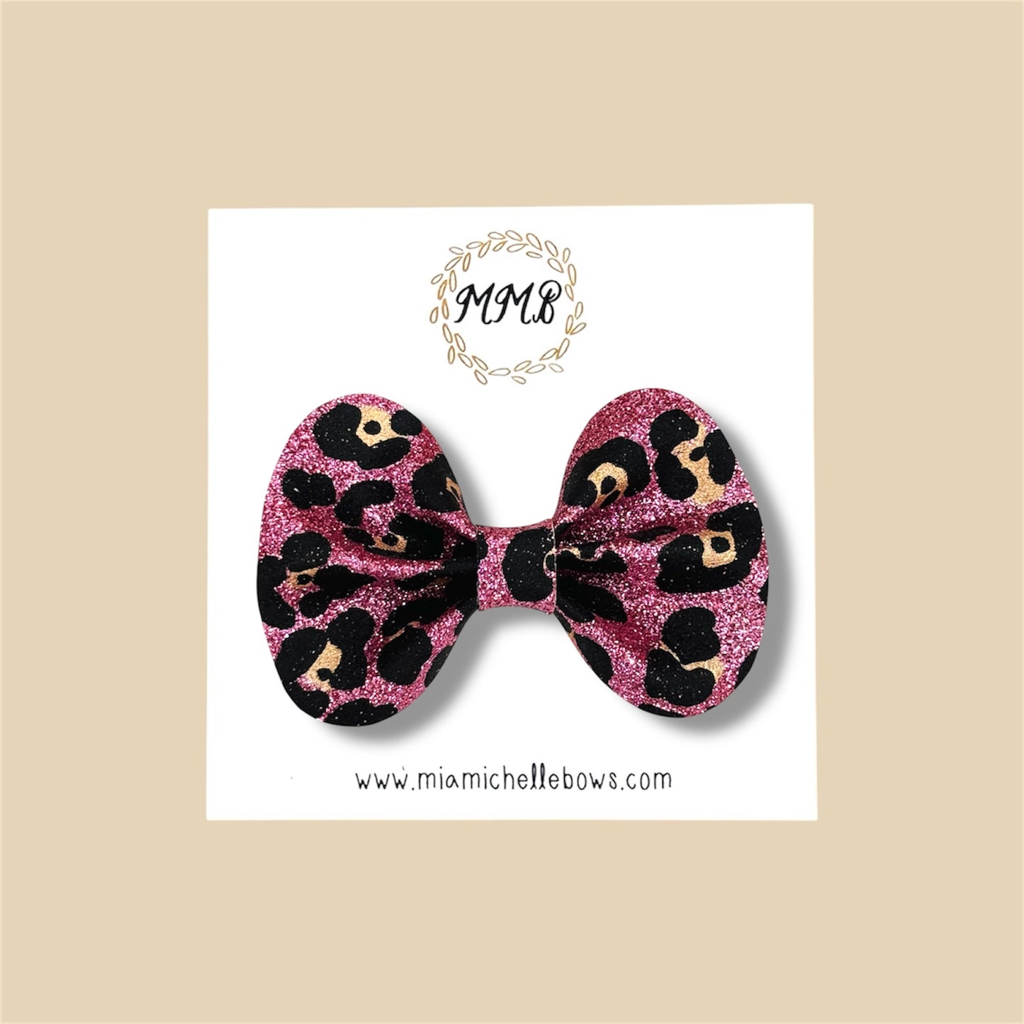 Pink Leopard Glitter Bow