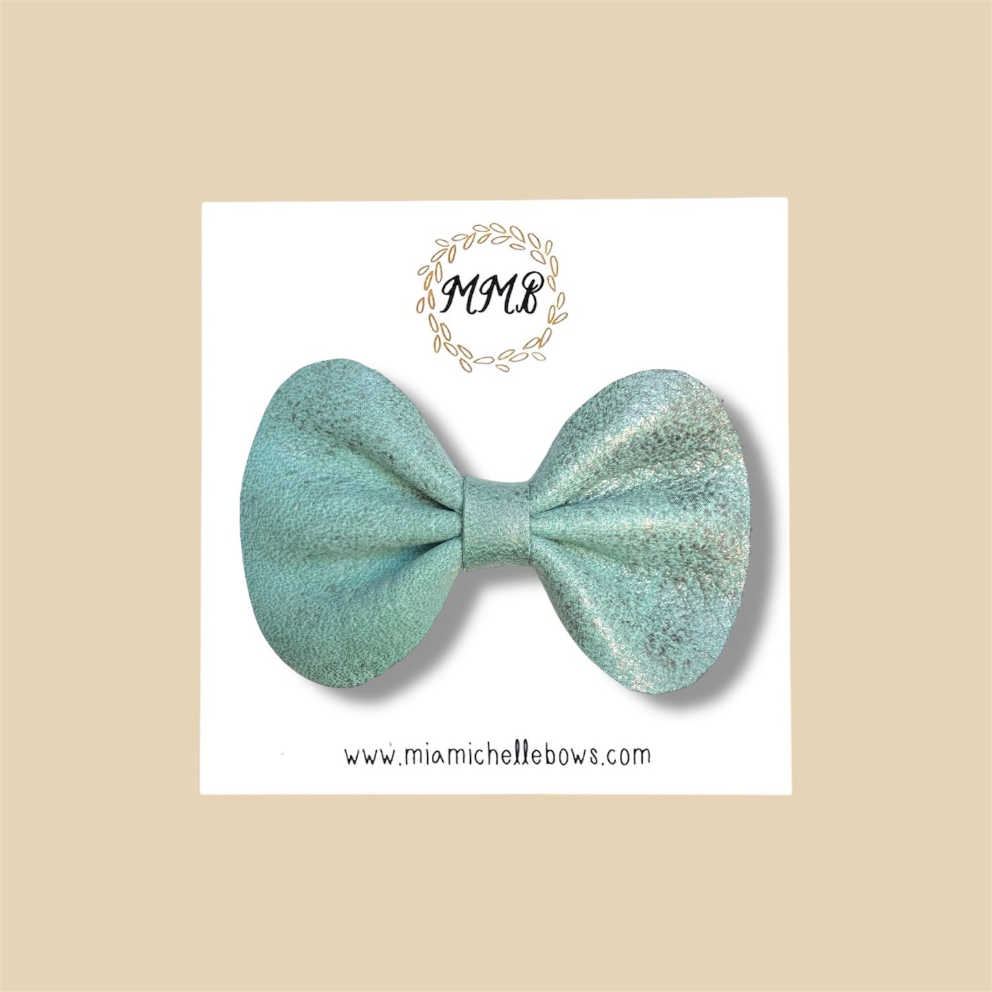 Vintage Green Genuine Leather Bow