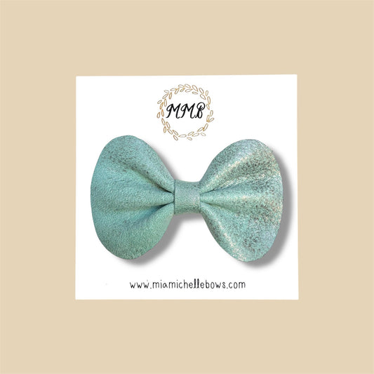 Vintage Green Genuine Leather Bow