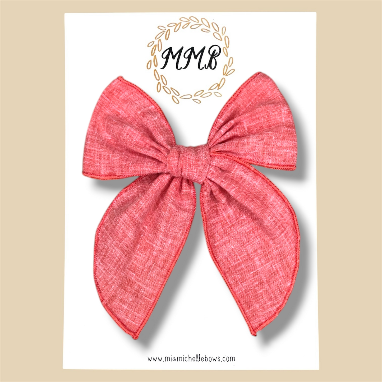 Coral Linen Fairytale Bow