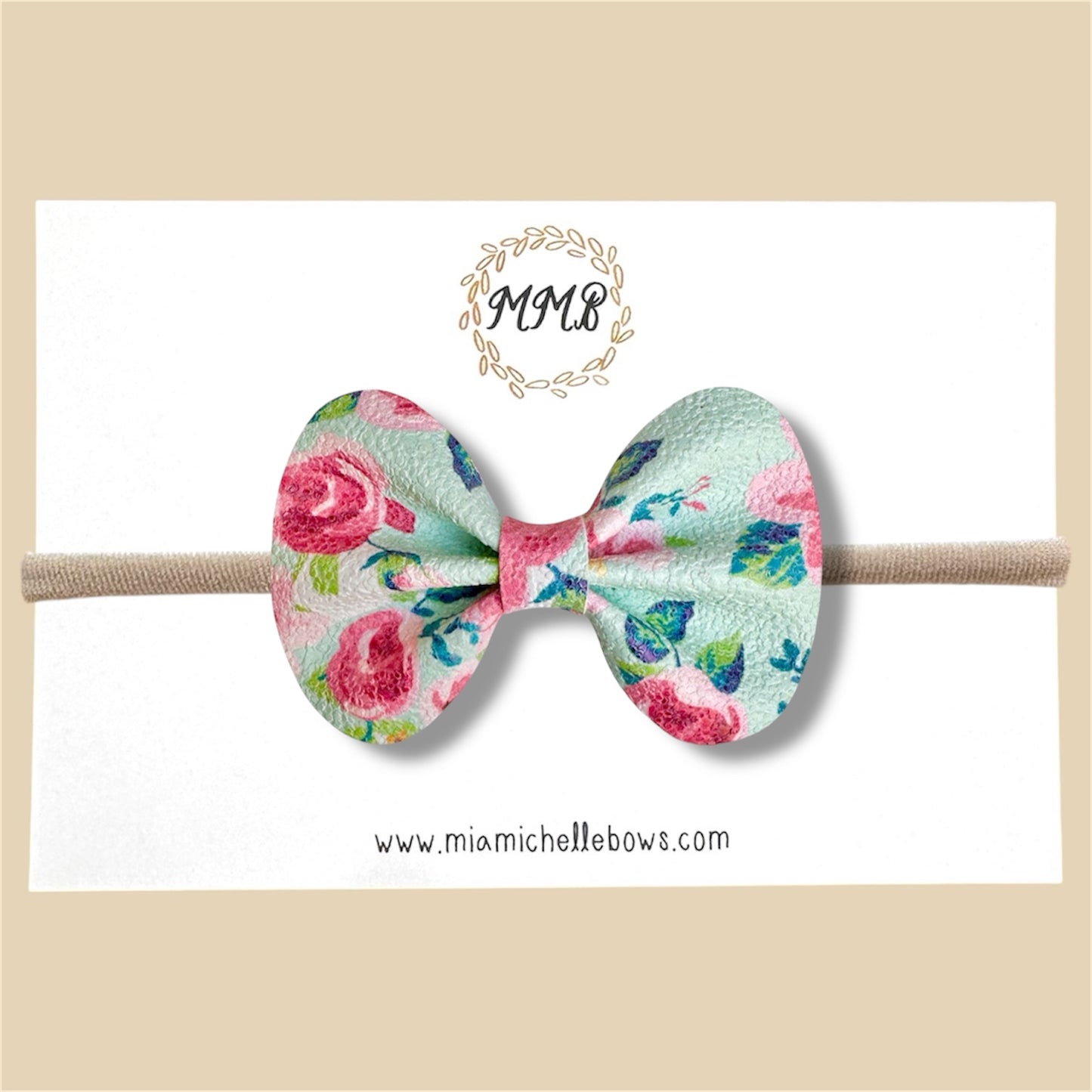 Teal Rose Vegan Leather Bow