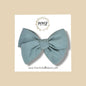 Gray Blue Stretch Knit Hand Tied Bow