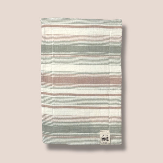 Sage Stripe — Cotton Gauze Burp Cloth