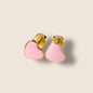 Gold Enamel Heart Screw Back Studs