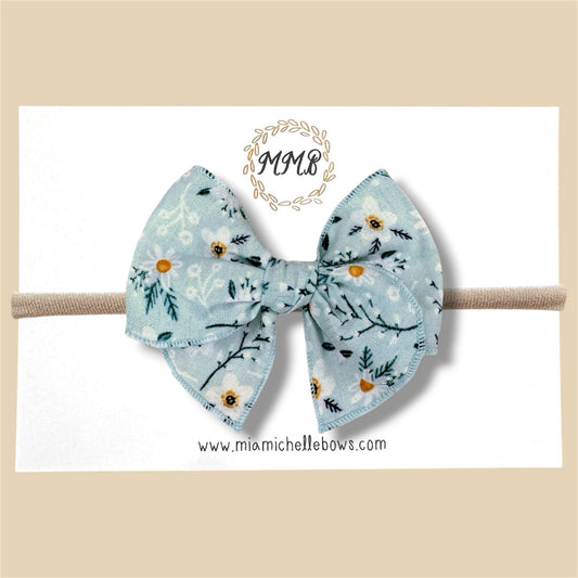 Mint Floral Fairytale Bow