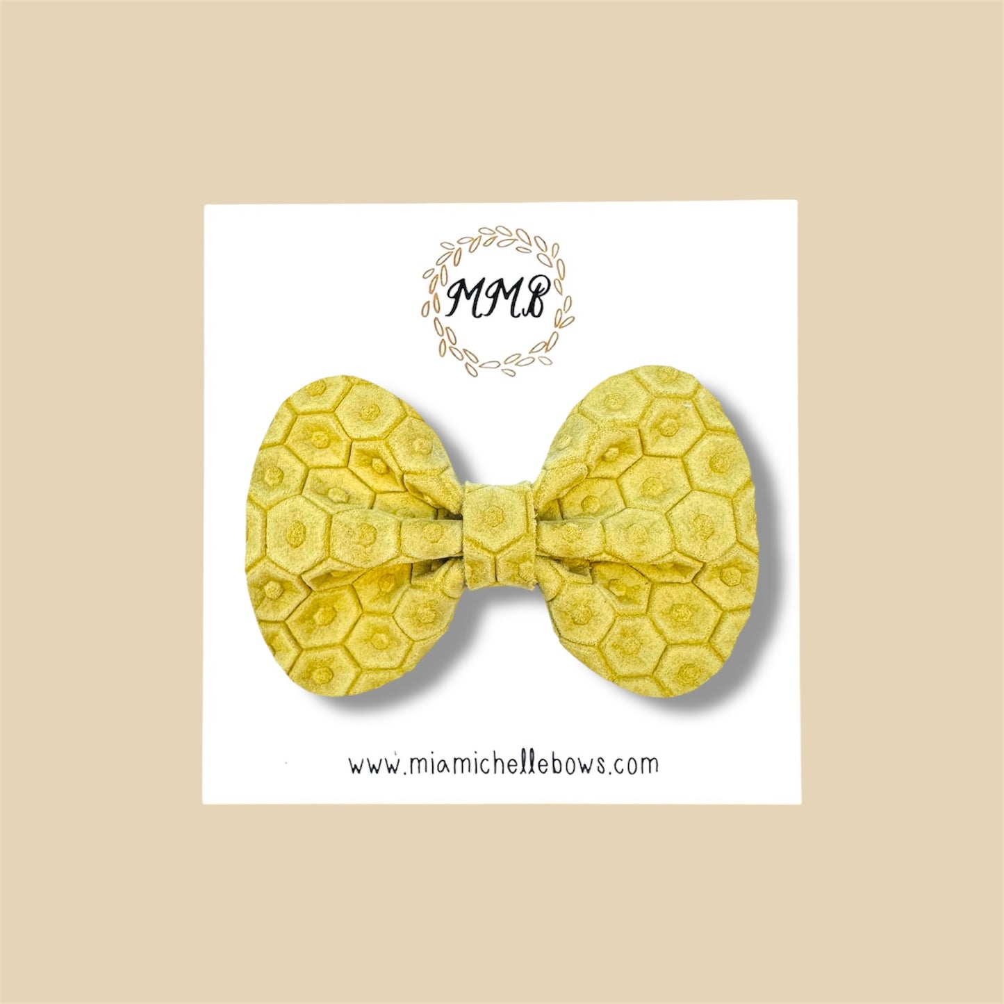 Yellow Honeycomb Genuine Leather Bow