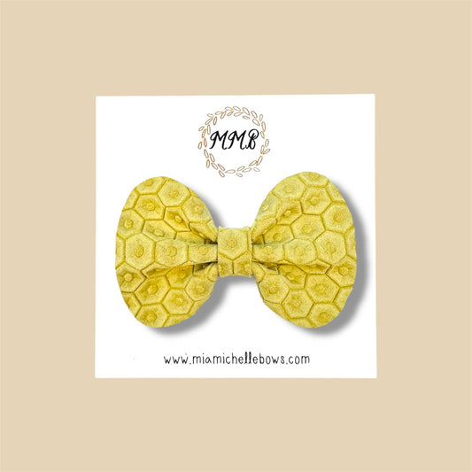 Yellow Honeycomb Genuine Leather Bow