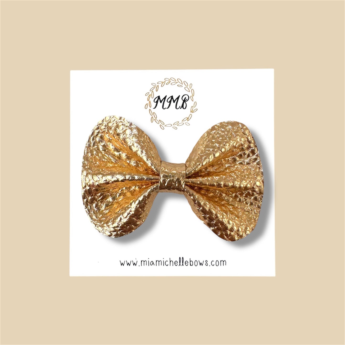 Gold Vegan Leather Bow
