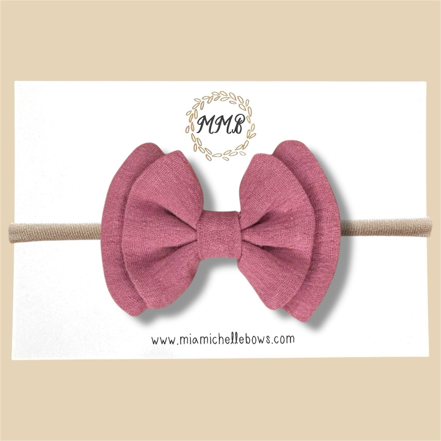 Double Layer Gauze Bow in Mauve