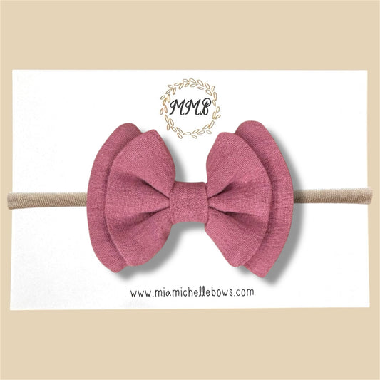 Double Layer Gauze Bow in Mauve