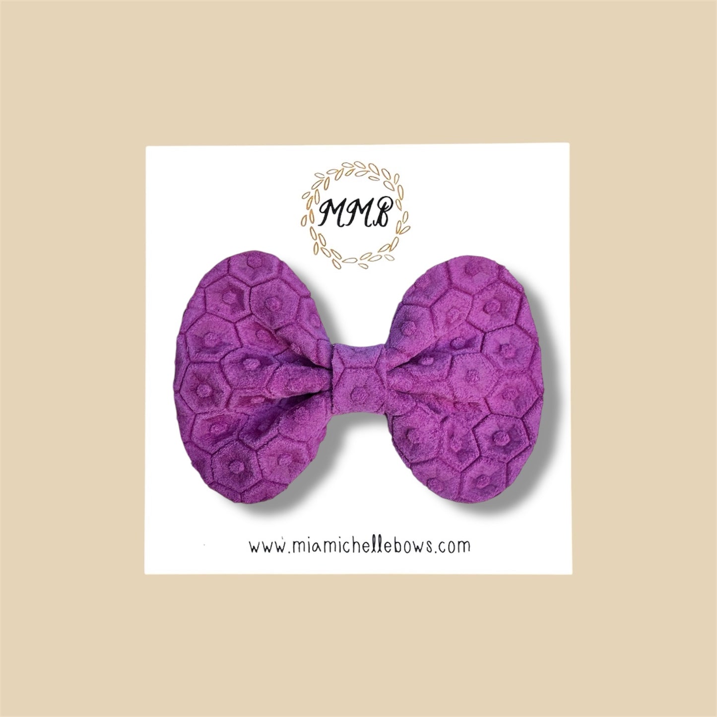 Purple Honeycomb Genuine Leather Bow