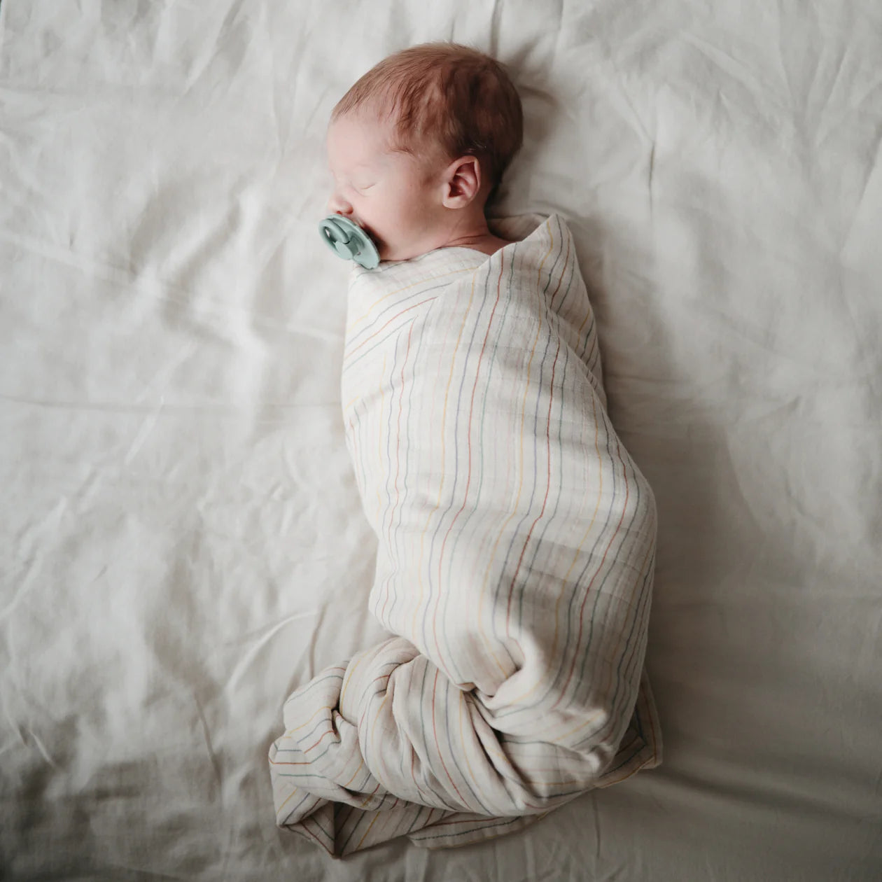 Mushie Muslin Swaddle Blanket ORGANIC Cotton-RETRO STRIPE