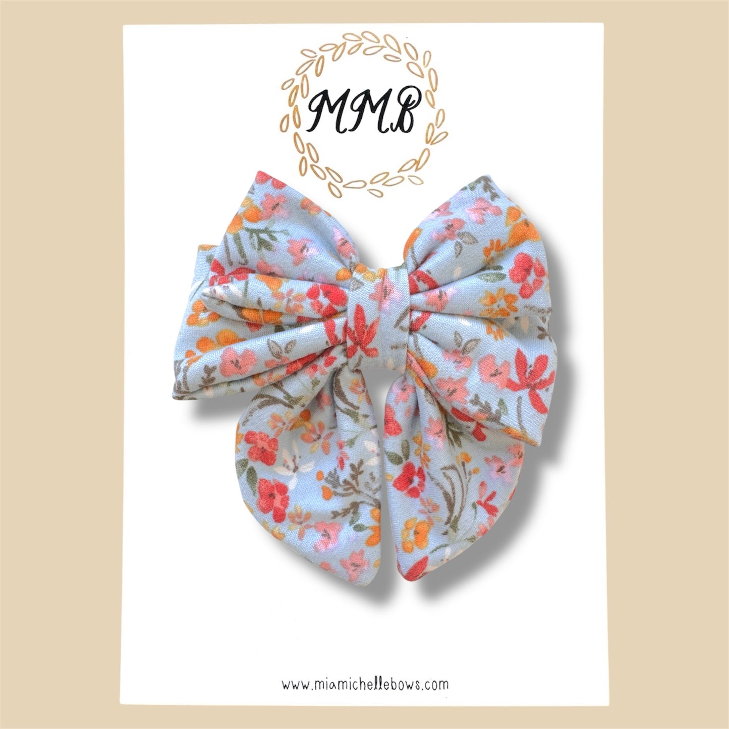 Blue Floral Knit Luxe Bow