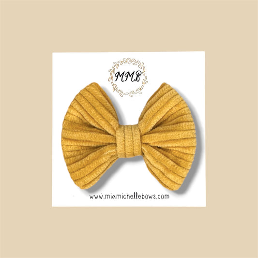 Mustard Corduroy Bow