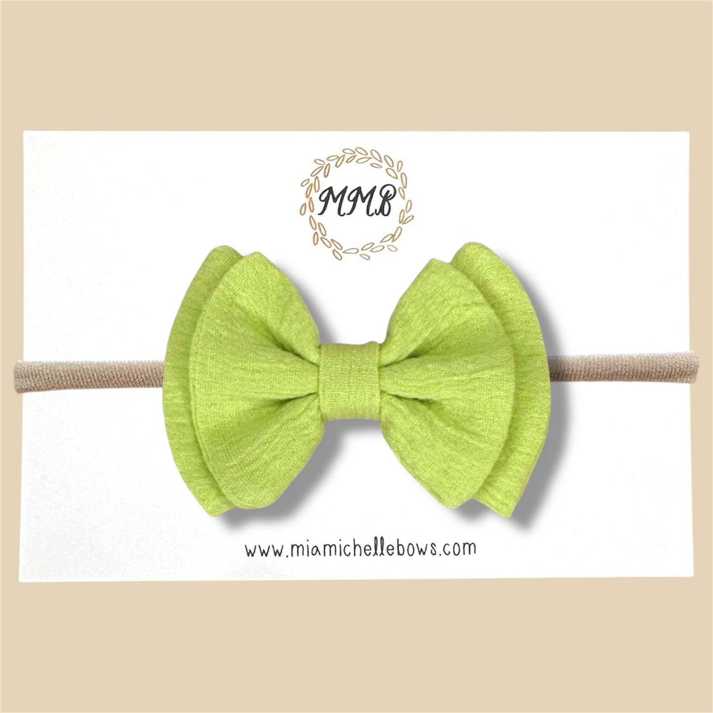 Double Layer Gauze Bow in Key Lime