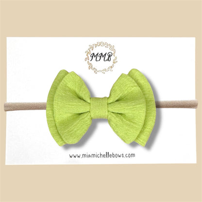 Double Layer Gauze Bow in Key Lime