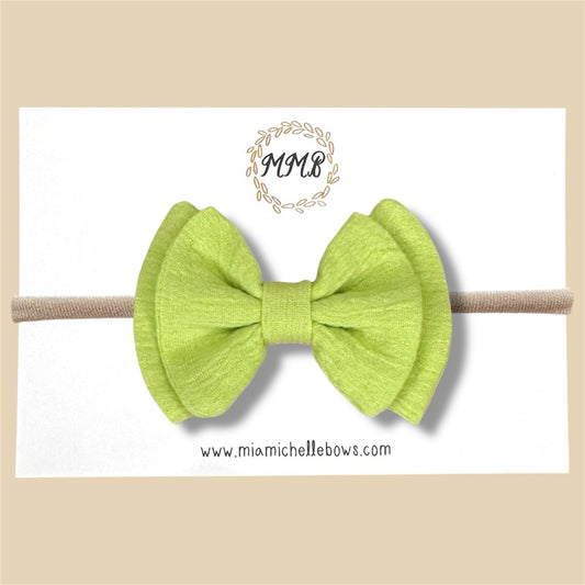 Double Layer Gauze Bow in Key Lime