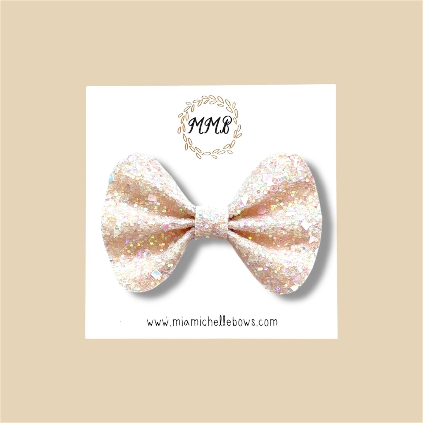 Ivory Confetti Glitter Bow