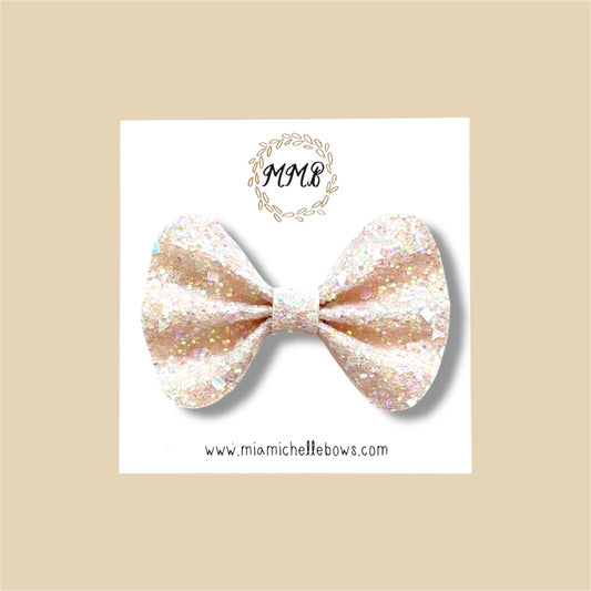 Ivory Confetti Glitter Bow