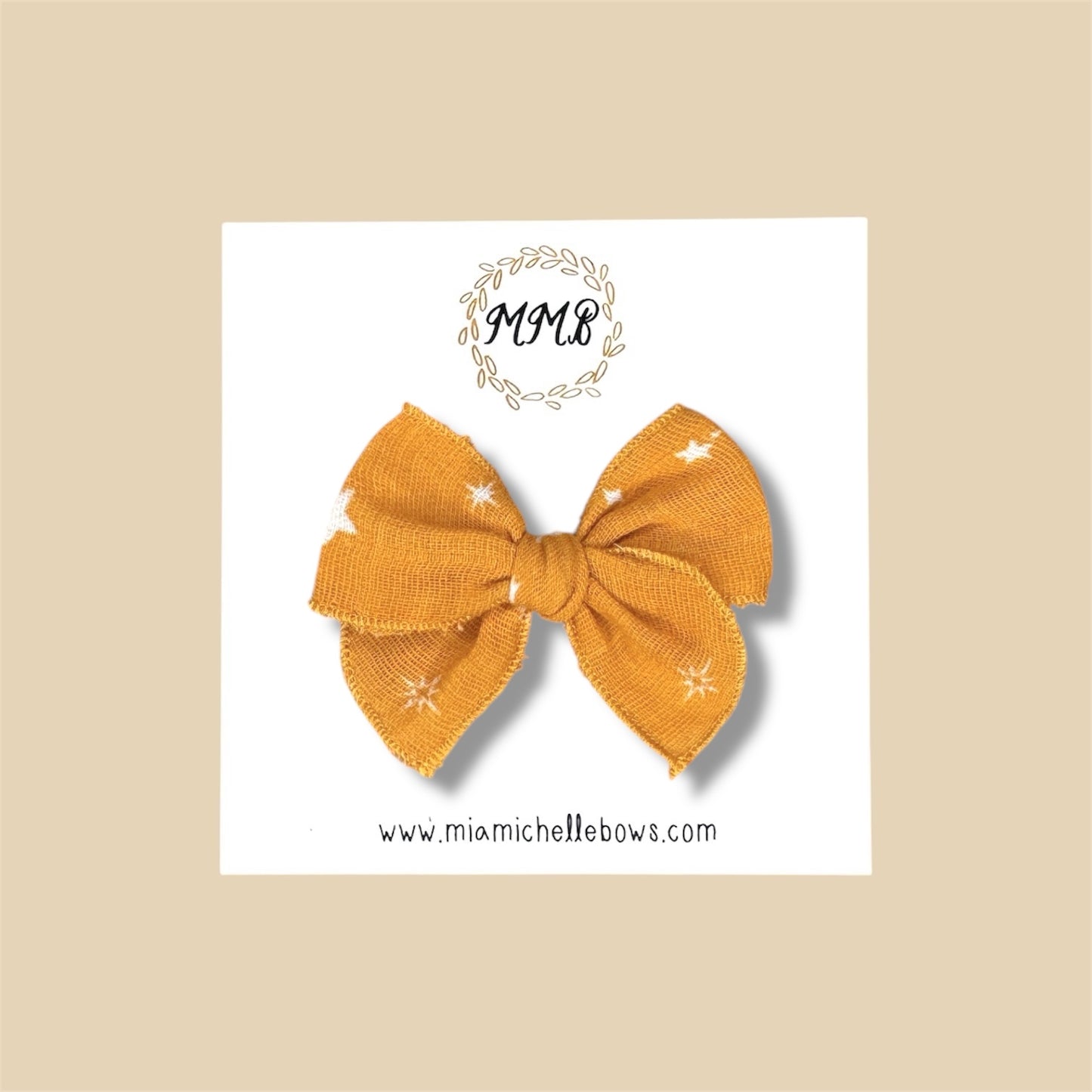 Mustard Stars Gauze Fairytale Bow