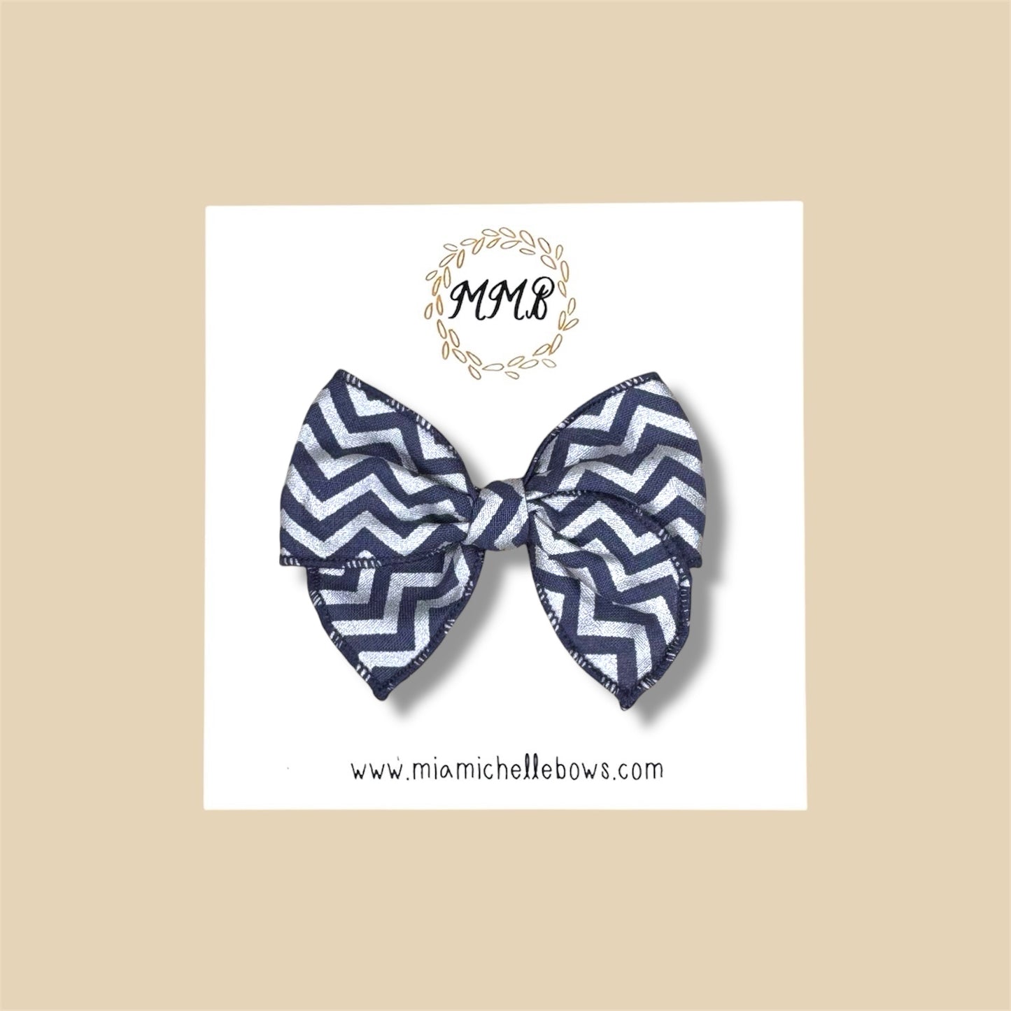 Navy Blue Chevron Fairytale Bow