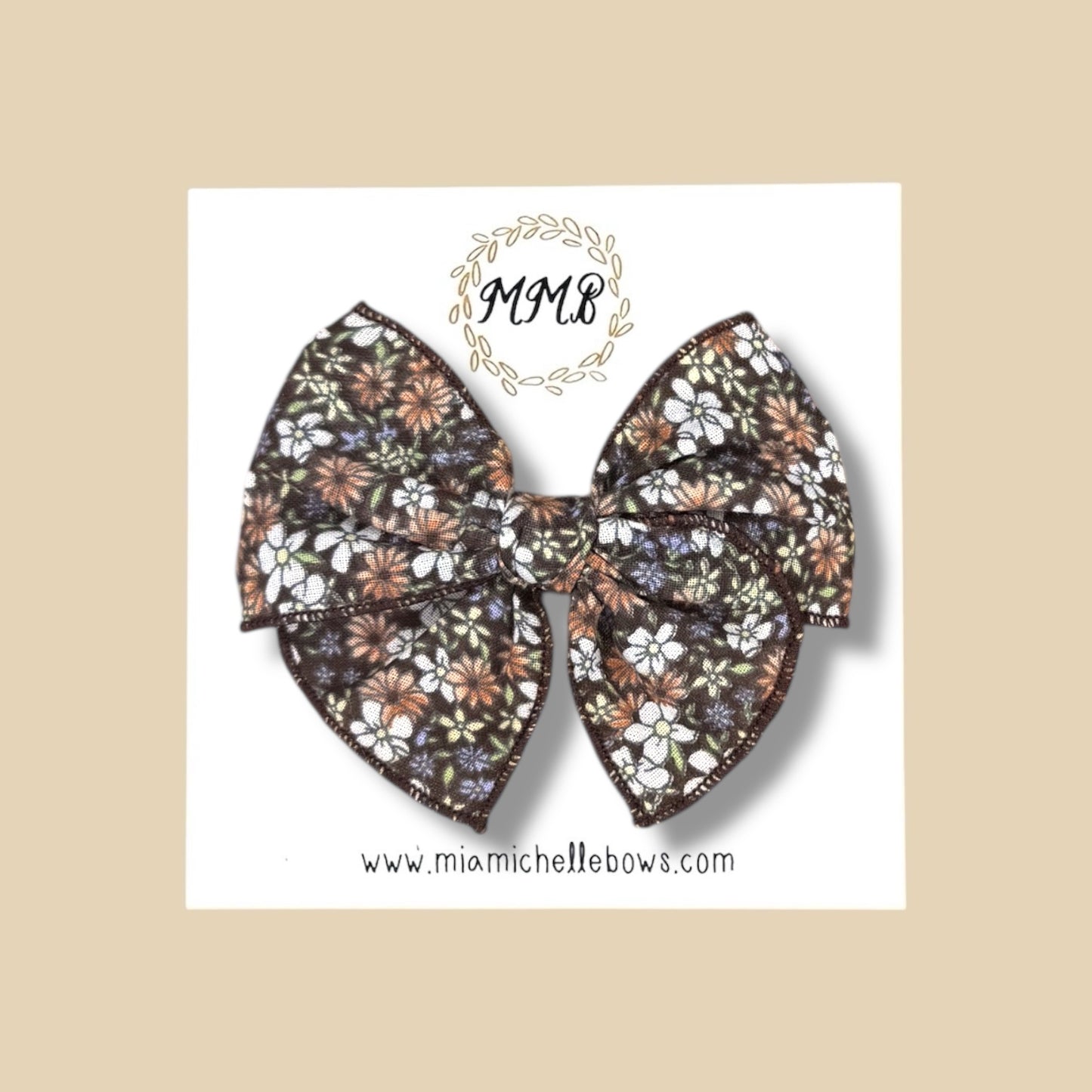 Brown Floral Fairytale Bow
