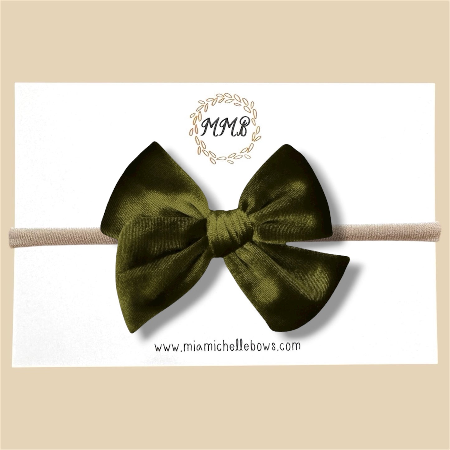 Velvet Bow in Olive