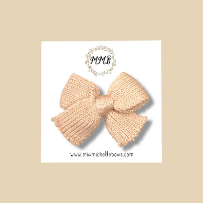 Mini Knit Sweater Bow Clips