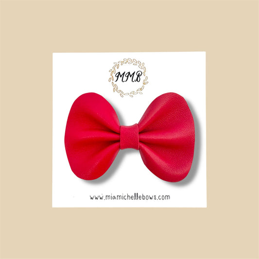 Bright Red Genuine Leather Bow