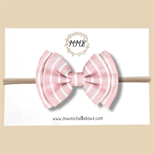 Blush & Silver Double Layer Bow