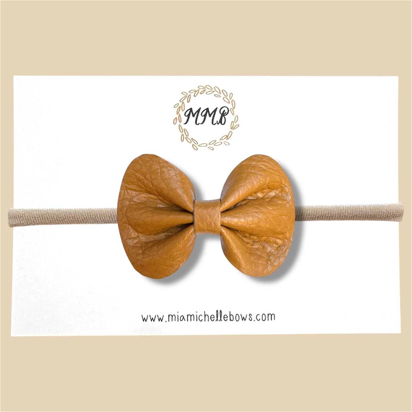 Mustard Vegan Leather Bow