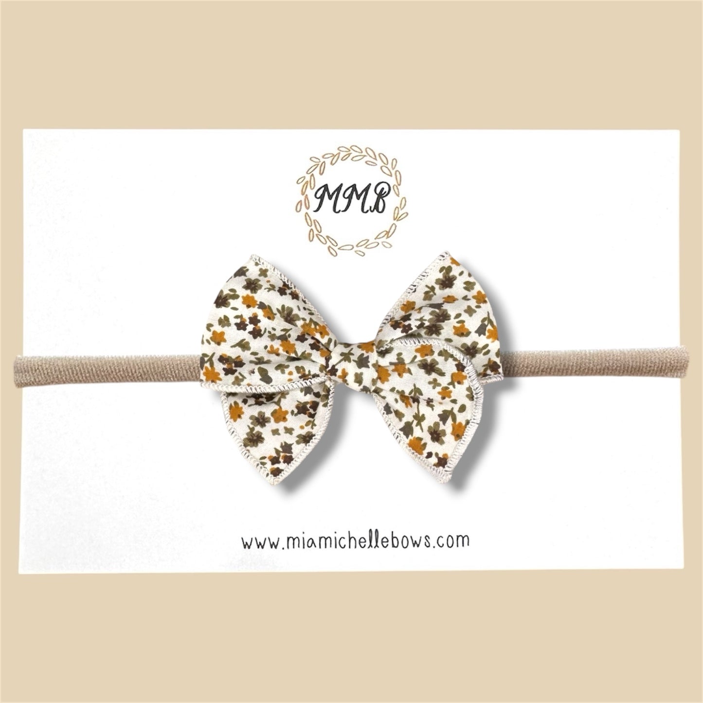 Mustard & Brown Floral Fairytale Bow