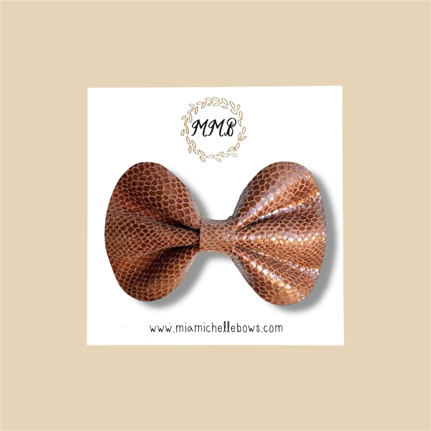 Camel Vegan Leather Bow