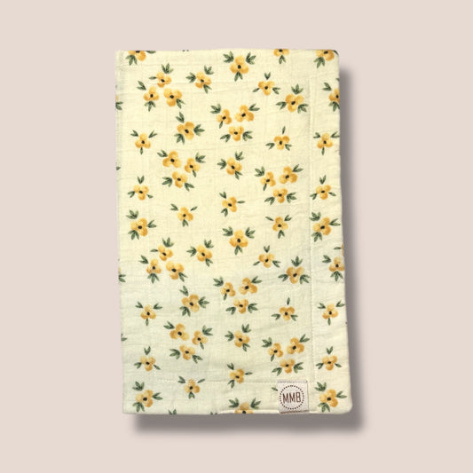 Yellow Floral— Cotton Gauze Burp Cloth