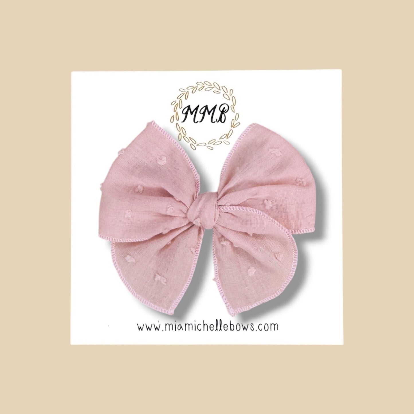 Blush Swiss Dot Fairytale Bow