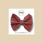 Brown Pebbled Scalloped Genuine Leather Bow