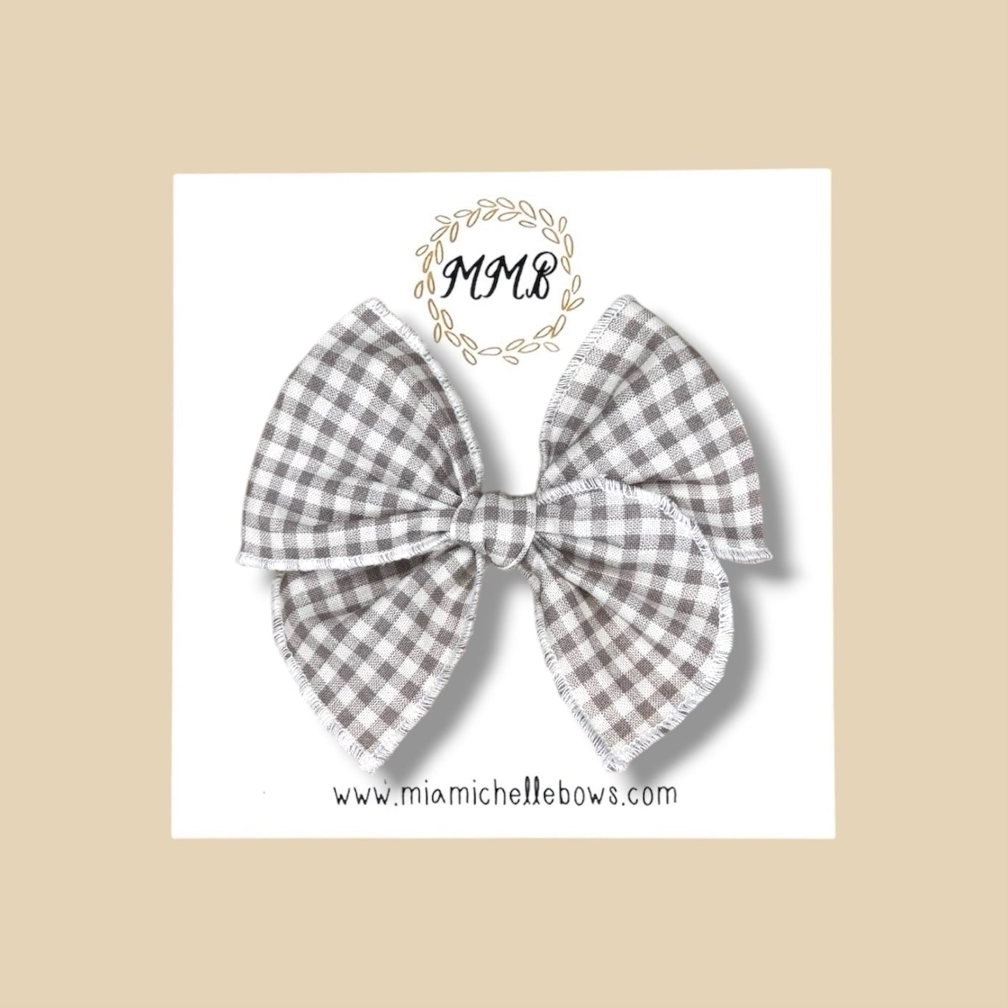 Gray Gingham Fairytale Bow