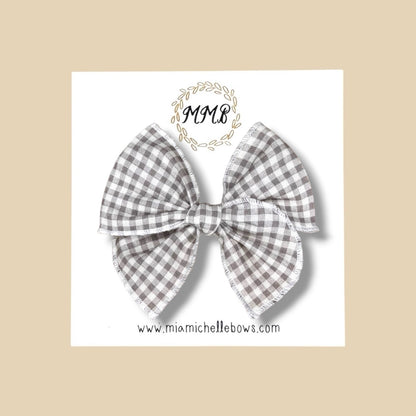 Gray Gingham Fairytale Bow