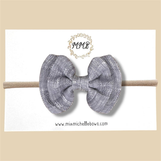 Chambray Checkered Double Layer Bow