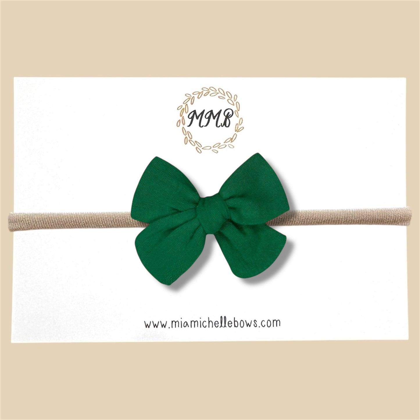 Hand-tied Gauze Bow in Emerald Green