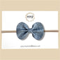 Navy Denim Vegan Leather Bow