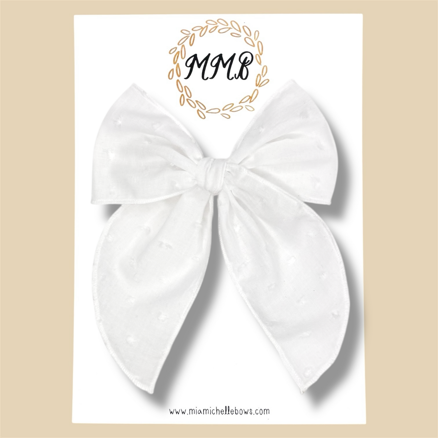 White Swiss Dot Fairytale Bow