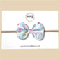 White Floral Vegan Leather Bow