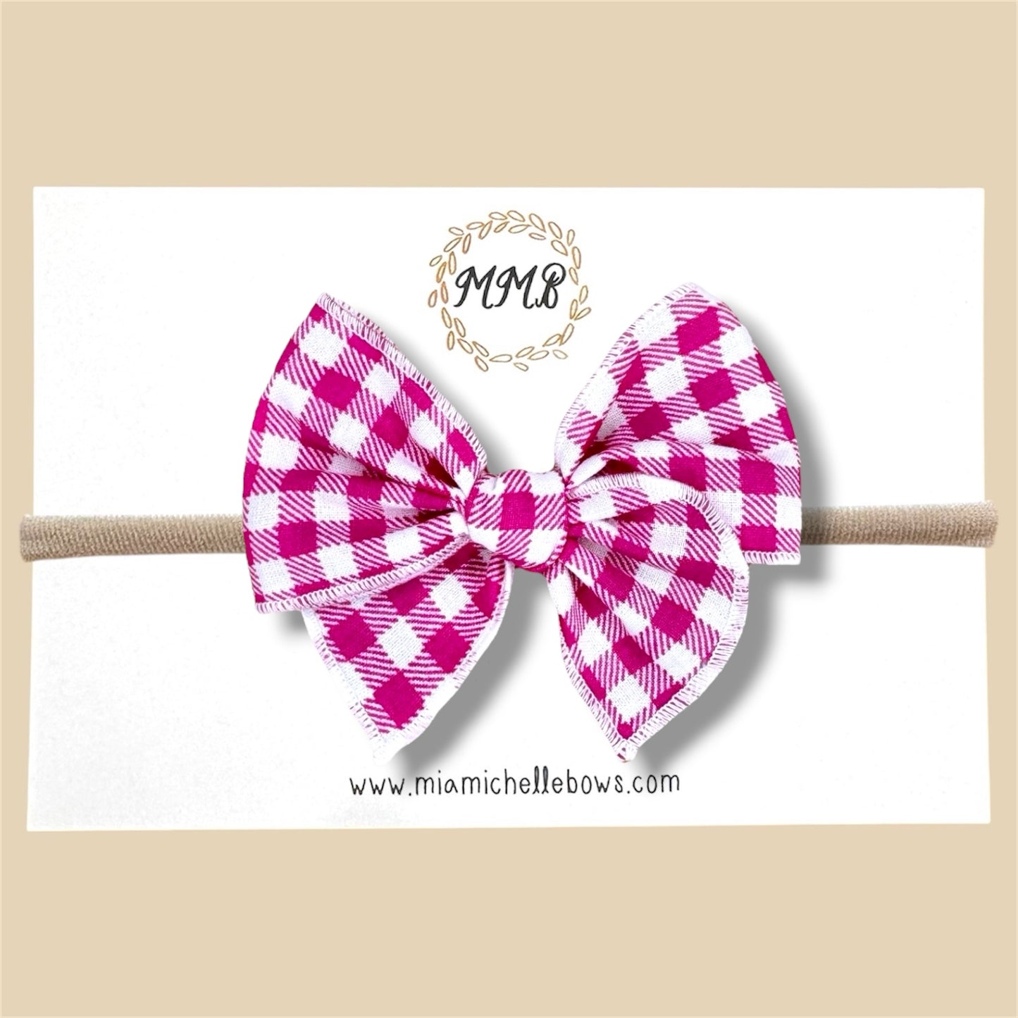 Bright Pink Gingham Fairytale Bow