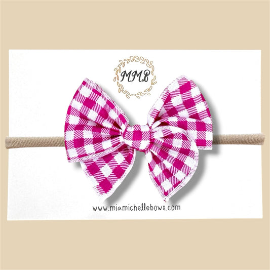 Bright Pink Gingham Fairytale Bow